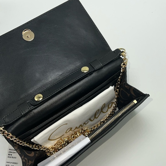 🖤💛NWT CAMILLA GOLD CHAIN FLAP CROSSBODY BAG IN SOLID BLACK WITH GOLD HARDWARE - Picture 12 of 16